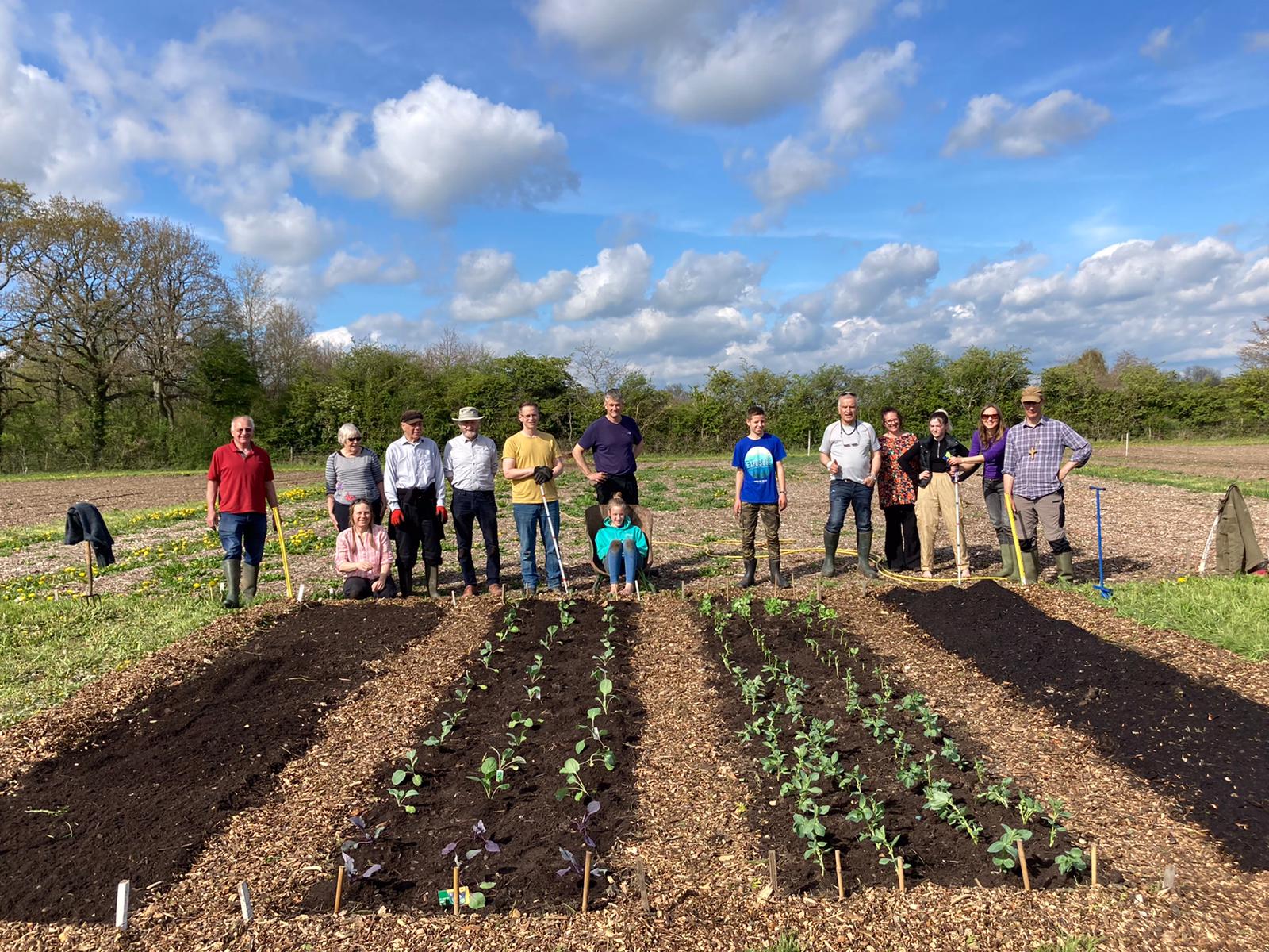 Training group planting their first WWG in England